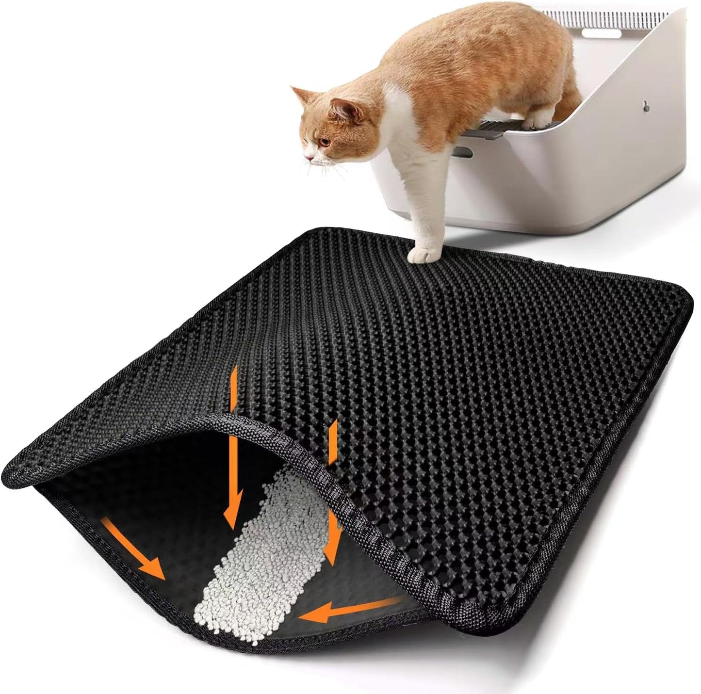 Conlun Cat Litter Mat Cat Litter Trapping Mat, Honeycomb Double Layer Design, Urine and Water Proof Material, Scatter Control, Less Waste,Easier to Clean,Washable