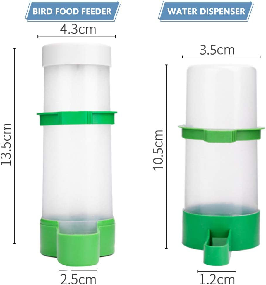 Bird Feeder, Bird Water Dispenser for Cage, 2PCS Automatic Bird Water Feeder with 1PCS Food Feeder for Cage Pet Parrot Budgie Lovebirds Cockatiel (2Pcs 90Ml + 1Pcs 150Ml)